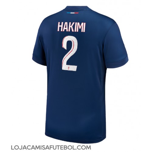 Camisa de Futebol Paris Saint-Germain Achraf Hakimi #2 Equipamento Principal 2024-25 Manga Curta